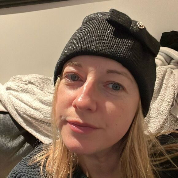 NWT Kate Spade metallic beanie black - Picture 5 of 6